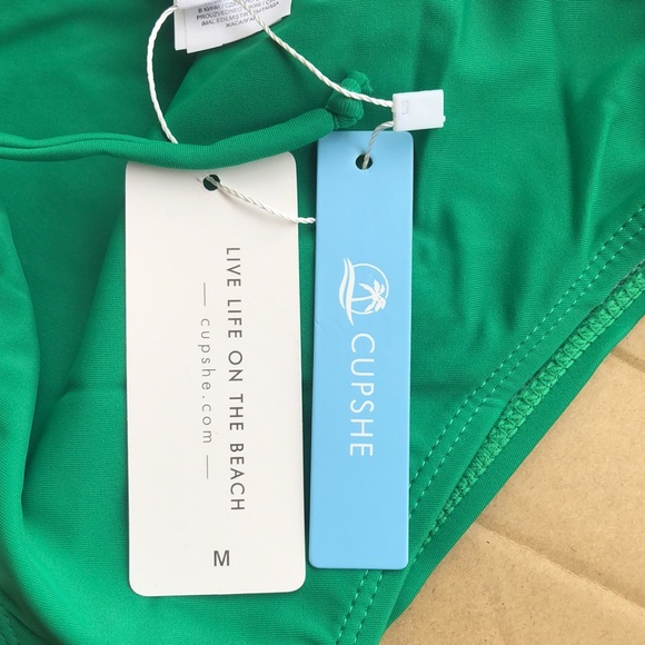 NWT Cupshe Stripe Bikini With Green Cinched Bottom 🏖 - Picture 8 of 9